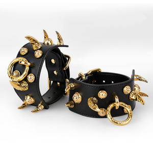 FUNSM esposas <span class=keywords><strong>de</strong></span> cuero erótico esclavo Bondage Gear BDSM esposas mano restricción SM juego Bondage Gear para Mujeres Hombres - Product Image 5