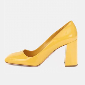 Sandales classiques à talons épais et bout carré pour femmes, couleur unie, personnalisables, en cuir verni, idéales pour le bureau - Product Image 5