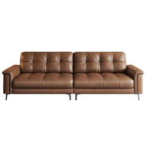 Sofá de Cuero Genuino Estilo Americano Retro Nebula, Tres Plazas, Patas Altas, 2.8 Metros, Cuero Encerado Recto, Hecho a Medida - Product Image 5