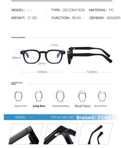 Gafas Fotocromáticas Anti-Luz Azul Europeas y Americanas, Montura Cuadrada, Gafas de Alta Gama para Hombre, Montura Multicolor - Product Image 6