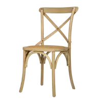 Banchetto Vintage all'ingrosso in legno con schienale incrociato in legno massello di betulla da pranzo Silla sedia impilabile per eventi di nozze con schienale incrociato per