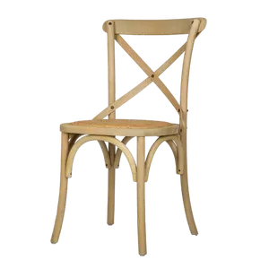 Wholesale Vintage Banquet Wooden Oak X Cross Back Solid Wood Birch Dining Dinning Silla Crossback Stackable Wedding Event Chair