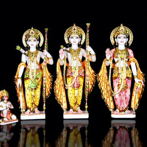 Estatua Religiosa de Ram Darbar en Mármol Pintado con Acabado Pulido para Culto en el Hogar o Templo - Product Image 1