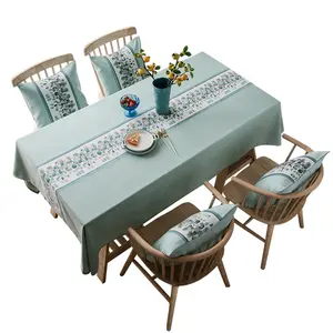 Jacquard table party runner green stone design fabric french embroidery waterproof table cloth