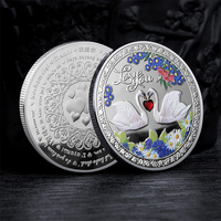 Pièce commémorative Swan for Love, cœur en diamant romantique pur, médaille en fonte, cadeau de festival pour couple, collection