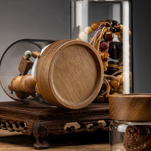 Home Kitchen <strong>Storage</strong> <strong>Bottles</strong> <strong>Jar</strong> Thread Wood Lid Sealed Food Container Tea Coffee Beans Grains Candy Glass <strong>Jars</strong> - Product Image 2