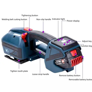 V2 palmare alimentato a batteria automatico in plastica strumenti di reggiatura 5000N forza di trazione al litio ricaricabile per PP e PET