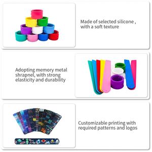 Wholesale Silicone Wrist Colorful Flexible Hand Slap Band <b>Bracelet</b> <b>With</b> Custom Logo - Product Image 4