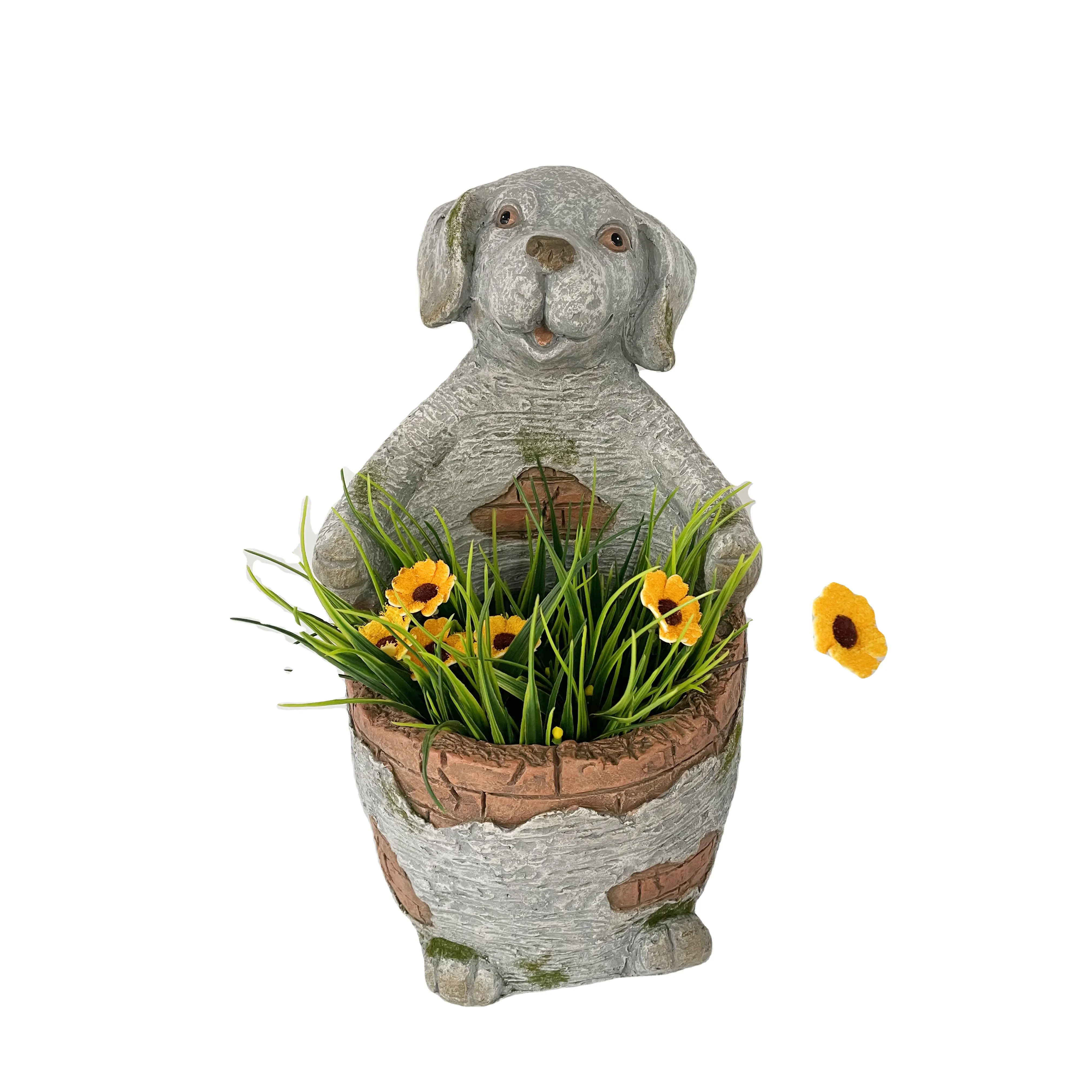Vente en gros de pots de fleurs en forme de chien mgo, statue de jardin, jardinière pour chien, ornement de jardin