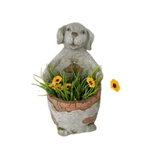 Wholesale Dog Shaped Mgo Dog Flower Pots Garden Statue Dog Planter Garden Ornament