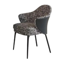 Chaise de salle à manger en coton et lin, design nordique, luxe léger, pour maison, bureau, petit appartement, usage commercial, avec structure métallique