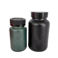 Vente en gros 100ml 150ml Bouteille de capsule de supplément de pilule de médecine pharmaceutique en verre givré vert noir avec couvercle en aluminium