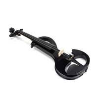 Violon électrique noir massif à prix de gros avec accessoires en ébène, étui, archet et cordes