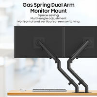Support double pour écran LCD LED Support de bureau Ressort à gaz pour 2 écrans d'ordinateur jusqu'à 24 pouces-Bras d'écran