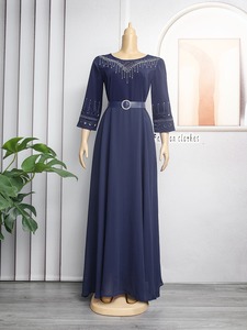 <strong>African</strong> <strong>Bridesmaid</strong> Wedding <strong>Dresses</strong> Autumn New Round Neck Chiffon Long <strong>Dress</strong> Women Elegant Waistband Maxi <strong>Dress</strong> With Belt K0244 - Product Image 6