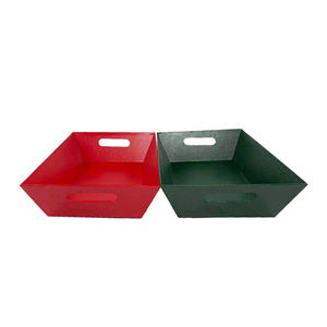 Bandeja de almacenamiento de lujo personalizada <span class=keywords><strong>para</strong></span> frutas y dulces, caja de regalo vacía de cartón trapezoidal roja y verde <span class=keywords><strong>para</strong></span> <span class=keywords><strong>Navidad</strong></span>, con asas - Product Image 3