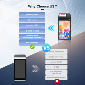 Vente chaude Z108 Double Écran 8 Pouces Android 14 POS Terminal <span class=keywords><strong>4</strong></span> + 32G Points De Vente Terminal De Paiement POS Machine pour <span class=keywords><strong>Restaurant</strong></span> - Product Image 2