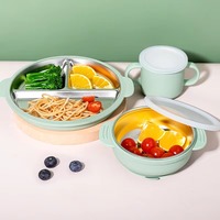Tazón Infantil de Acero Inoxidable de Doble Pared con Aislamiento, con Base de Silicona Antideslizante, Vajilla Resistente al Calor con Diseño Impreso