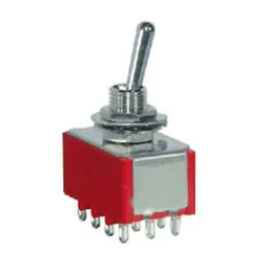 New Type Factory Price 10.4mm Standard Handle 4PDT Toggle Switch Threaded Bushing 4 Pole ON-ON with 12 Pin Solder Terminal