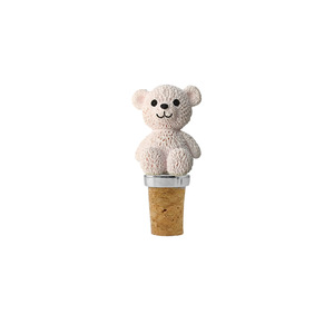 White Bear Shaped Cork Stopper For Wine Red Wine Champagne Valentine's Day Supply Food Grade Resin And Wood - Product Image 2
