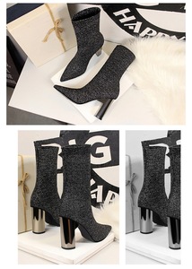 Bottines de neige à talon aiguille pour femmes, chaussures à talon aiguille et à bout pointu, usage quotidien, printemps, automne, hiver, 2020 - Product Image 5