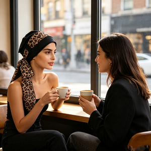 Turban pour femme tendance avec bande imprimée léopard, foulard pré-noué, turban extensible imprimé, bonnet chimio, couvre-chef - Product Image 5