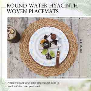 Natural Hand-Woven 10" 12" Cattail Placemats Rustic Braided Wicker Table Mats Farmhouse Weave Place Mats <b>Plates</b> - Product Image 6