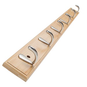 Bamboo <b>Wall</b> <b>Hooks</b> Rail 5 <b>Hooks</b> Easy Install Minimalist Design For Entryway Bathroom Living Room - Product Image 5