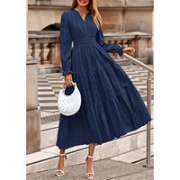 Vestido Maxi Elegante Personalizado para Mujer, Corte en A, Otoño 2025, para Invitadas de Boda, Manga Larga, Cuello en V, Diseño Fluido, Talla XS, con Bolsillos, para Fiestas, B0FCXZVJGX