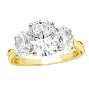 Anello di Fidanzamento Personalizzato con Diamante Creato in Laboratorio CVD Certificato IGI, in Oro Massiccio con Taglio Ovale e Tre Pietre, Gioiello per Donne - Product Image 1