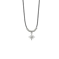 Chaîne de cou en corde style choker, en cuir noir et fil, avec étoile à huit branches en zircon, au design élégant et sportif, haut de gamme, résistante à la décoloration, pour usage quotidien et style de niche.
