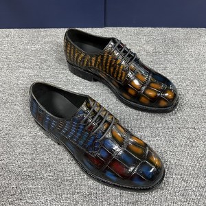 Zapatos Formales de Hombre en Cuero de Cocodrilo Genuino con Degradado de Color |   Zapatos de Vestir de Lujo Brillantes en Dos Tonos |   Zapatos Oxford de Oficina de Talla Grande - Product Image 2