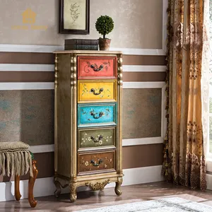 Classical American Solid Wood Bucket Cabinet European Hall Side Cabinet Painted Decorative Cabinet