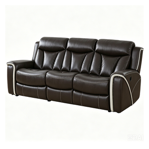 Conjunto de Sofá Reclinable Extensible con Estructura de Madera en Cuero Sintético de Lujo Moderno con Función Plegable para Sala de Estar - Product Image 5