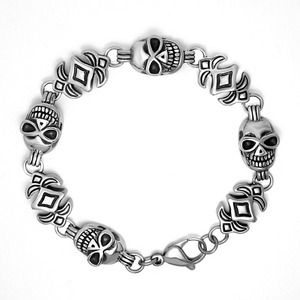 Skull Bracelet For Men <b>Titanium</b> Steel <b>Chain</b> Geometric Pattern Party Jewelry CE506 - Product Image 1