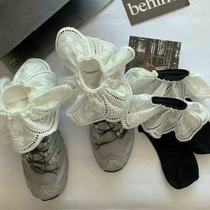 <b>Lace</b> Socks Women <b>White</b> Black Short Breathable Sweat Absorbing Korean Style Mid Calf Socks For Youth 18 40 Years Old - Product Image 1