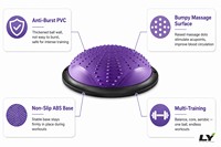 Ballon d'équilibre demi-sphère en PVC de 58 cm pour massage, base antidérapante en ABS, entraîneur de stabilité pour le yoga et le renforcement du tronc, idéal pour l'entraînement à domicile