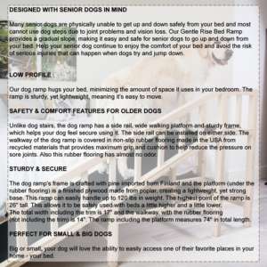 पुराने बड़े कुत्तों और बेडरूम के उपयोग के लिए मजबूत फ्रेम के साथ आधुनिक ठोस लकड़ी उच्च क्षमता पालतू रैंप - Product Image 3