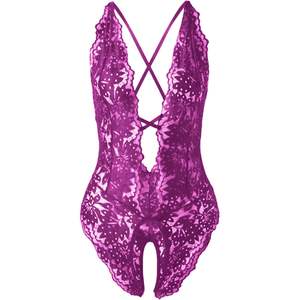 Body Teddy Femme Personnalisé en Dentelle, Décolleté Plongeant en V, Dos Nu Croisé, Mini-Bodysuit à Motif Floral, Ajustement Élastique - Product Image 3