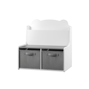 Étagère murale Ours Mignon, Armoire de rangement <span class=keywords><strong>pour</strong></span> enfants blanche et grise avec bacs en tissu <span class=keywords><strong>pour</strong></span> salle de jeux - Product Image 5