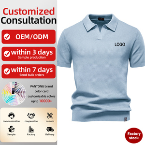 <span class=keywords><strong>Polo</strong></span> de Punto para Hombre, Estilo Business, Color Sólido, Manga Corta, Cuello en V, Transpirable, para Uso Diario Formal de Verano, con Logotipo Personalizado - Product Image 1