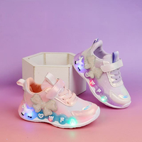 Chaussures de sport pour filles, résistantes à l'abrasion, antidérapantes, rembourrées, nouvelles, style princesse, décontractées, avec lumières, et double fermeture à boucles.