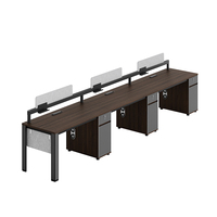 Bureau de travail modulaire moderne à 6 places, espace ouvert, poste de travail de coworking, mobilier de bureau en bois pour le personnel de bureau