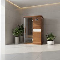 Sauna infrarouge sec électrique de luxe en bois de cèdre rouge massif, plaque chauffante en graphène, panneau de commande informatique, application de contrôle à distance, 9 chauffages
