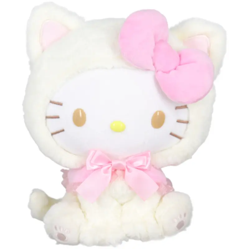 Brinquedo de pelúcia San Rio de 23 cm, travesseiro de pano estilo gato, chaveiro pingente de brinquedo para decoração de casa, melodia Kuromi