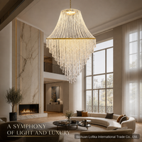 Lustre LED en acrylique doré à étages avec perles de cristal, télécommande, suspension pour plafond, idéal pour mariages, banquets et événements (AC 220V)