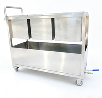 Mobiele afvoerwagen van 304 roestvrij staal voor overgebleven water, geschikt voor commerciële keukens en restaurants, op maat gemaakt.