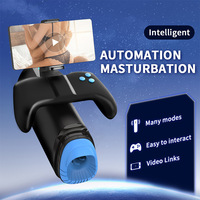 Handgesteuerter Penis-Stimulator Masturbationsgerät für Männer mit Stoß-, Vibrations- und Heizfunktion sowie Handyhalterung