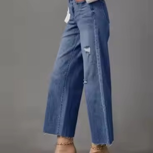 Pantalones Vaqueros Acampanados Casuales Estilo Y2K para Mujer 2025, de Cintura Alta, Ajustados, Anchos, Elásticos, Transpirables, Desgastados, con Ajuste Contorneado, Talla Pequeña - Product Image 5