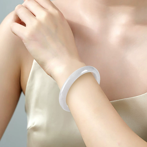 Pulsera de jadeíta blanca genuina de Myanmar, pulsera de jade de grado hielo para emperatriz, adorno de mano femenino, venta al por mayor - Product Image 4